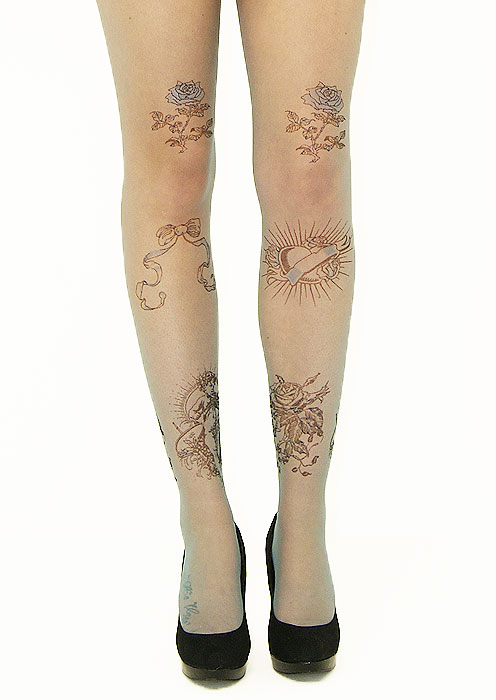 Jonathan Aston Tattoo Print Tulle Tights SideZoom 2