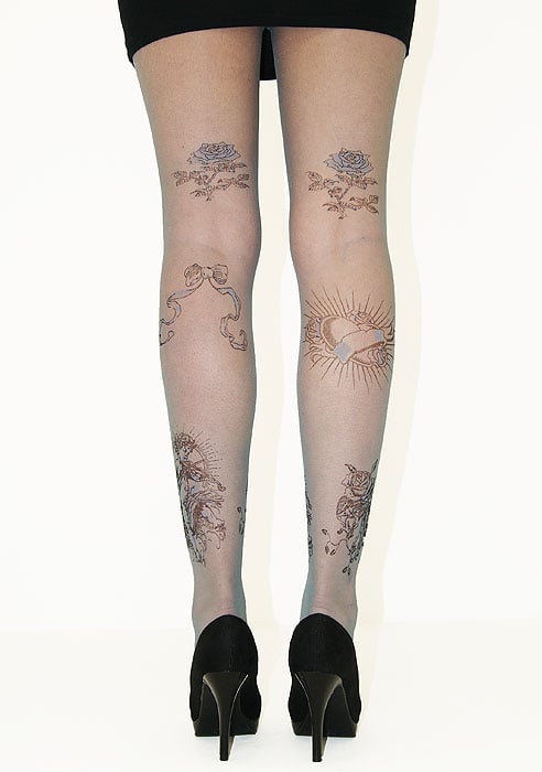 Jonathan Aston Tattoo Print Tulle Tights SideZoom 3