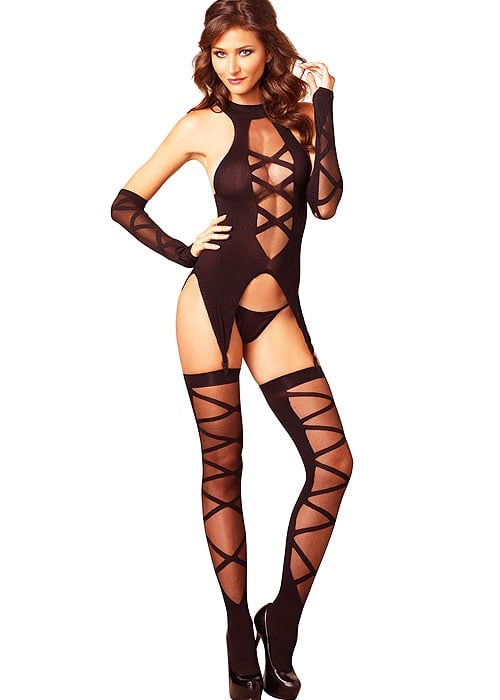 Leg Avenue 3 Piece Camigarter Stockings And Gloves Set image