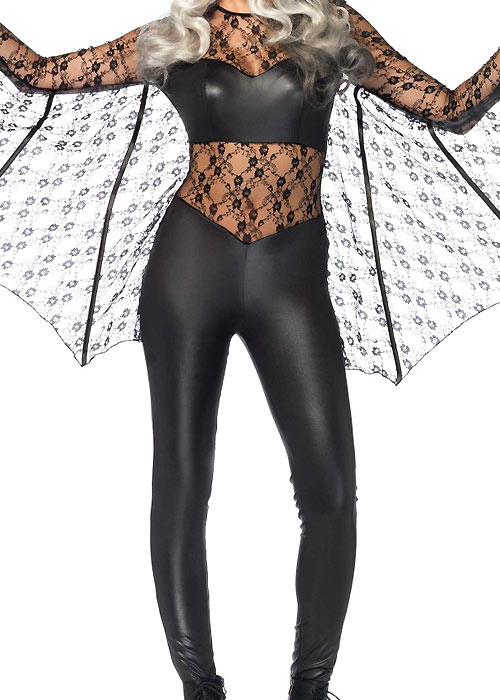 Leg Avenue Black Magic Bat Catsuit With Matching Headband SideZoom 2
