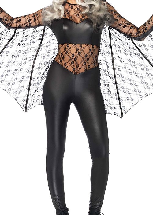 Leg Avenue Black Magic Bat Catsuit With Matching Headband SideZoom 2