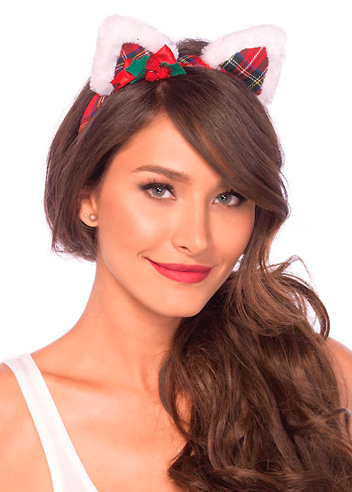 Leg Avenue Christmas Kitty Ear Headband With Bow