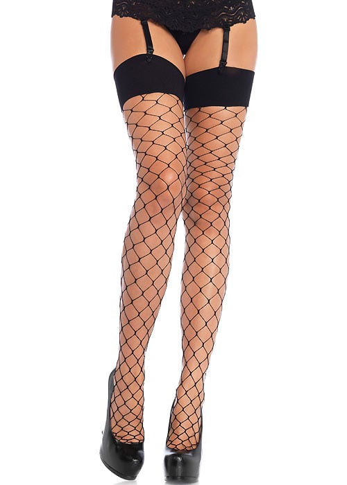Leg Avenue Fence Net Stockings With Comfort Wide Top Band image