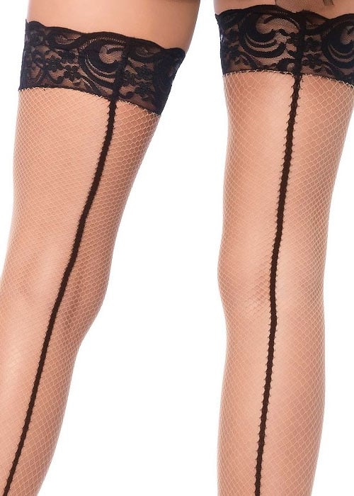 Leg Avenue Fishnet Backseam Hold Ups SideZoom 2