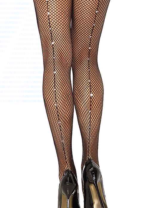 Leg Avenue Fishnet Rhinestone Backseam Tights image