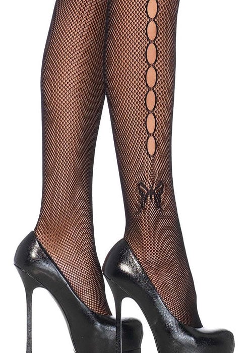 Leg Avenue Fishnet Tights With Butterfly Detail image