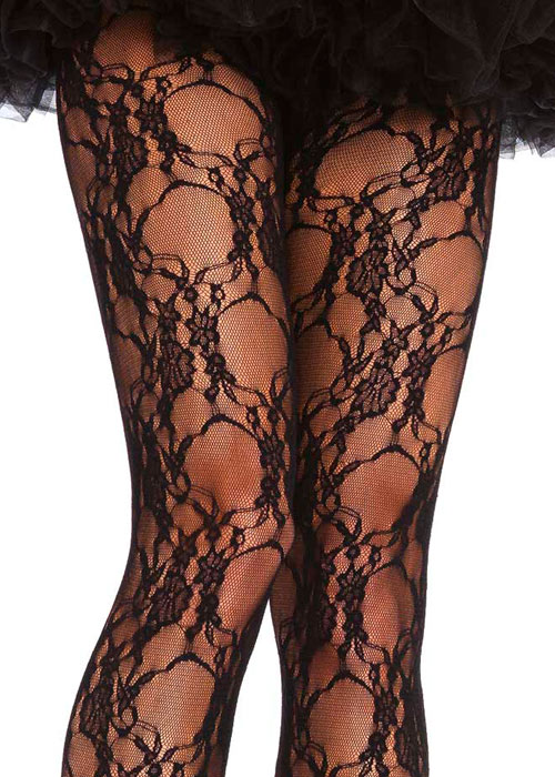 Leg Avenue Floral Lace Tights SideZoom 2