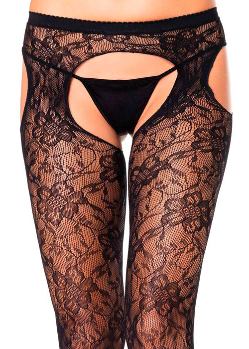 Leg Avenue Gardenia Lace Suspender Tights SideZoom 2