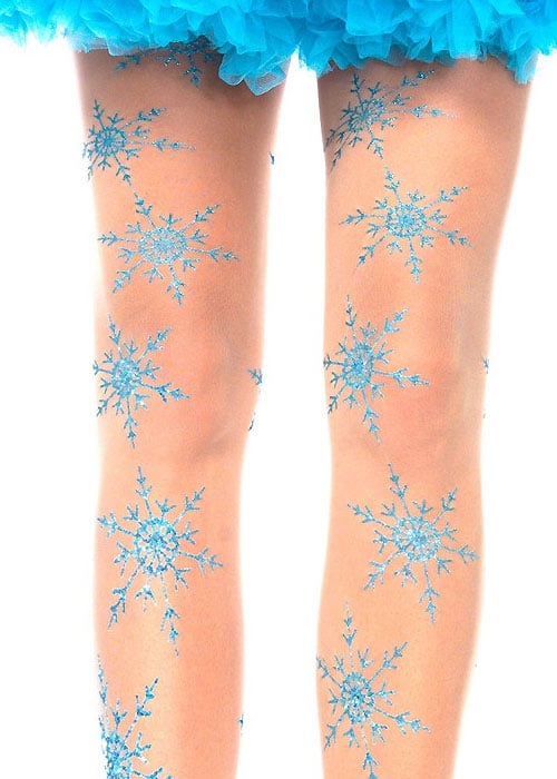 Leg Avenue Let It Snow Glitter Tights SideZoom 2