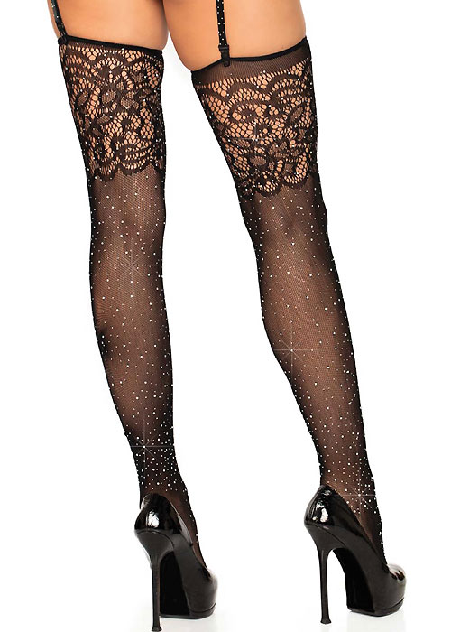 Leg Avenue Rhinestone Fishnet Stockings SideZoom 2