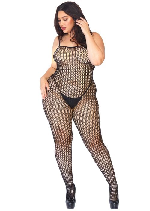 Leg Avenue Seamless Crochet Net Spaghetti Strap Bodystocking SideZoom 4