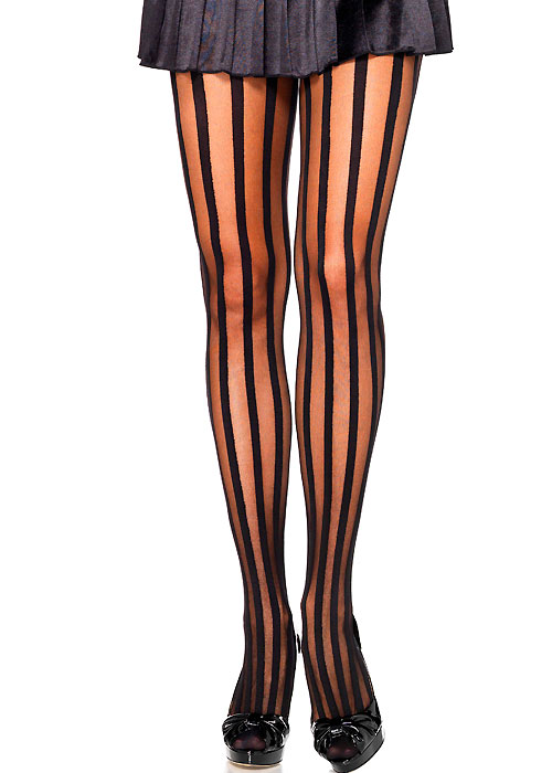Leg Avenue Sheer And Opaque Vertical Stripe Tights