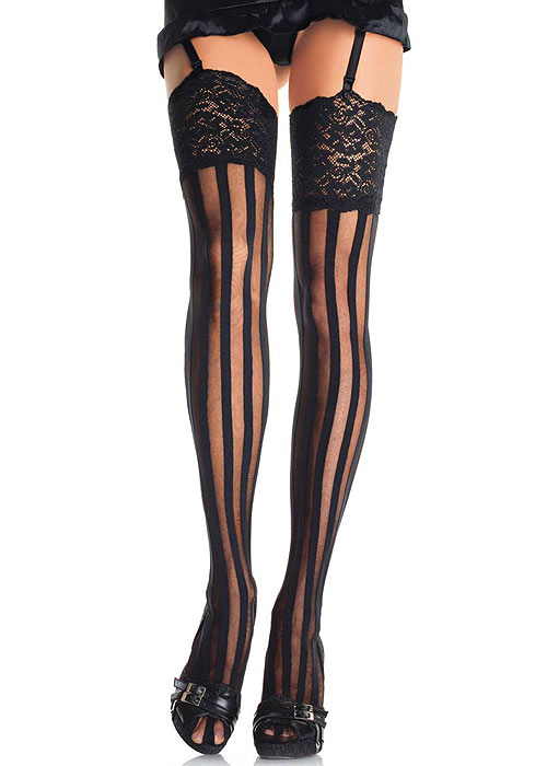 Details about   2 Pack opaque stripes opaque lines on side Oroblu Temptation Thigh-Highs 
