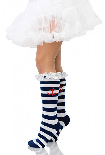 LA Kids Sailor Socks with Eyelet Ruffle Trim (4500)