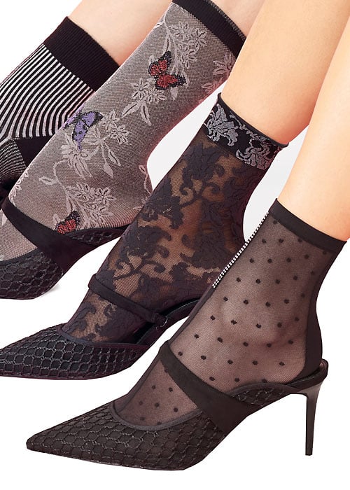 Oroblu Abstract Embellished Silver Line Socks SideZoom 2