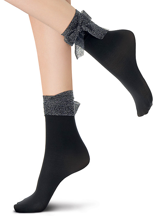 Oroblu Abstract Embellished Glitter Ribbon Socks SideZoom 2