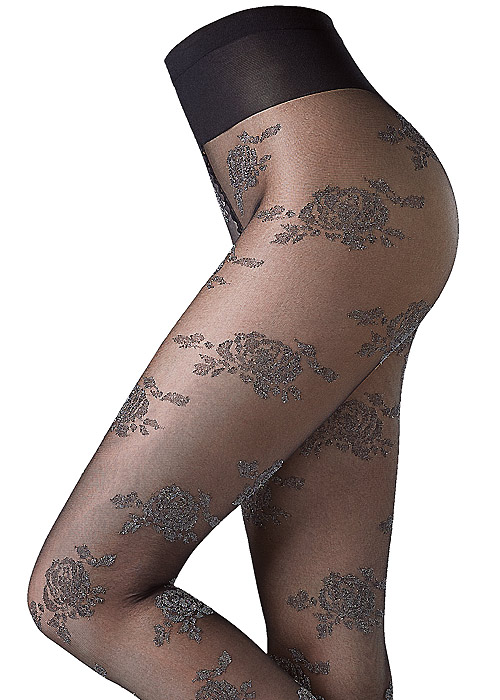 Oroblu Flower Silver Rose Tights SideZoom 2