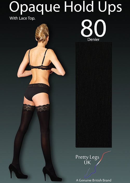 Pretty Legs 80 Denier Luxury Opaque Lace Top Hold Ups image