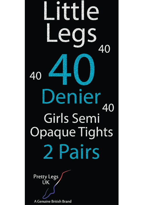 Pretty Legs 40 Denier Girls Opaque Tights 2 Pair Pack