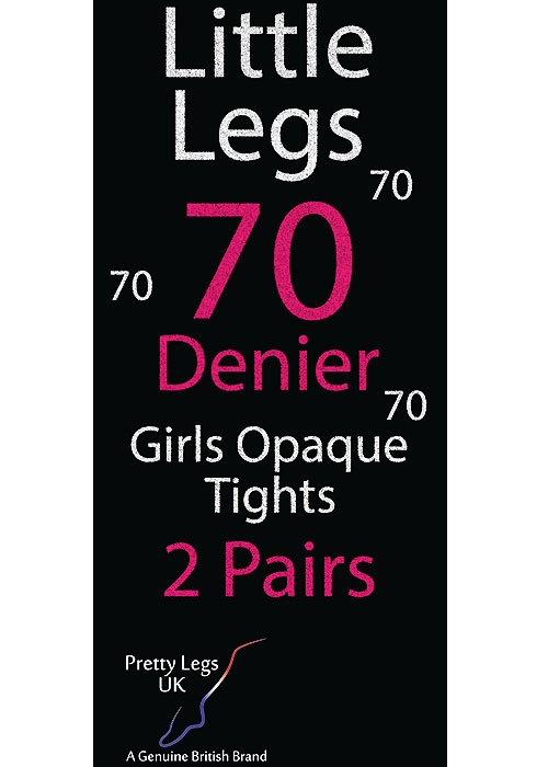 Pretty Legs 70 Denier Girls Opaque Tights 2 Pair Pack