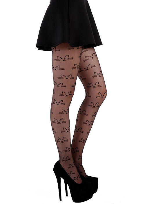 Pamela Mann All Over Cat Faces Tights image