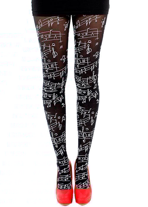 Pamela Mann Flocked Musical Notes Tights image