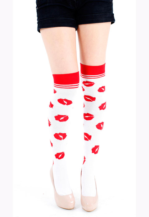 Tiffany Quinn Lips Over The Knee Socks  SideZoom 2