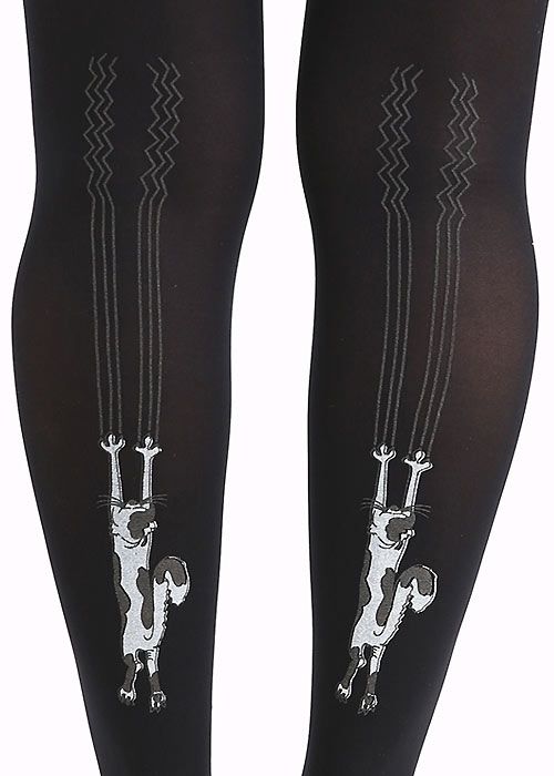 Pamela Mann Curvy Super Stretch Tights With Climbing Cats SideZoom 2