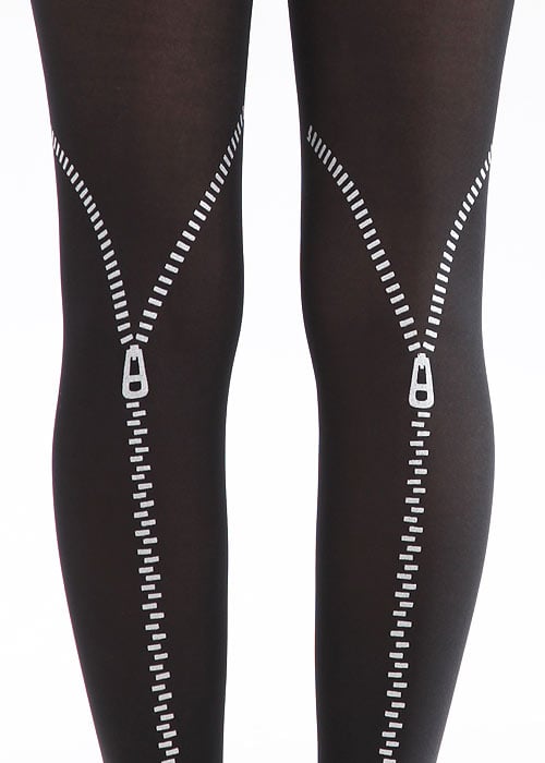 Pamela Mann Flocked Zip Tights SideZoom 2