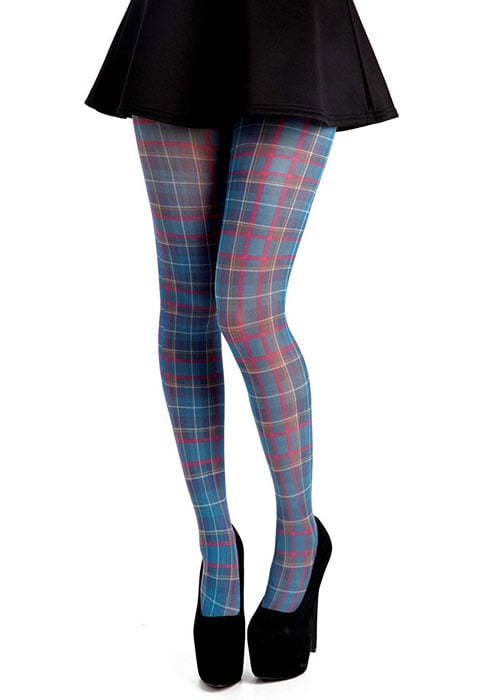 Pamela Mann Jackson Blue Plaid Printed Tights image