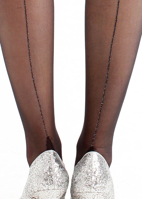 Pamela Mann Jive Seamed Metallic Tights Silver SideZoom 2