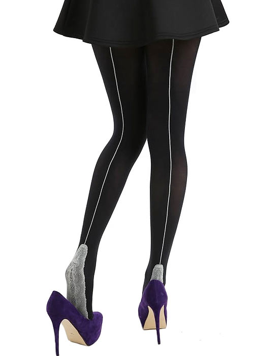 Pamela Mann Lace Foot Opaque Tights BottomZoom 3