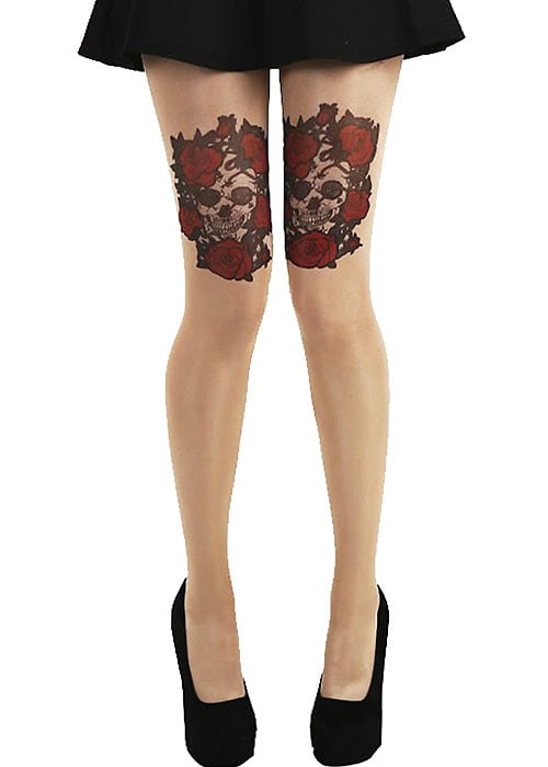 Pamela Mann Skull And Roses Gothic Tattoo Tights image