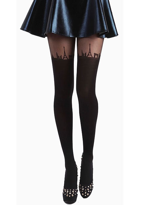 Paris Skyline Black Opaque Tights