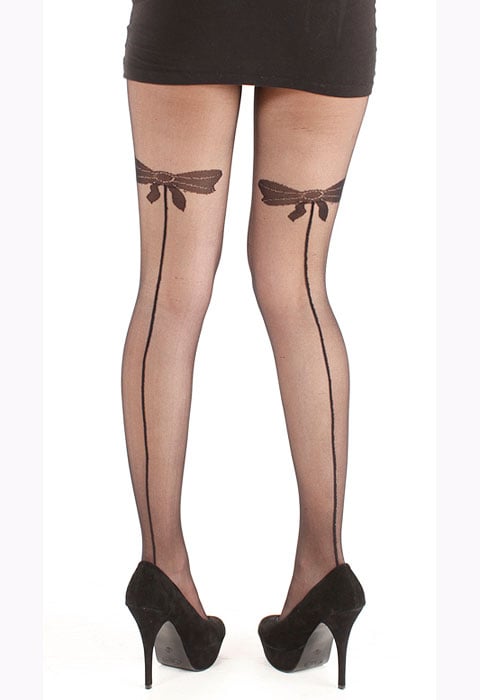 Pamela Mann Sheer Bow Seamed Tights