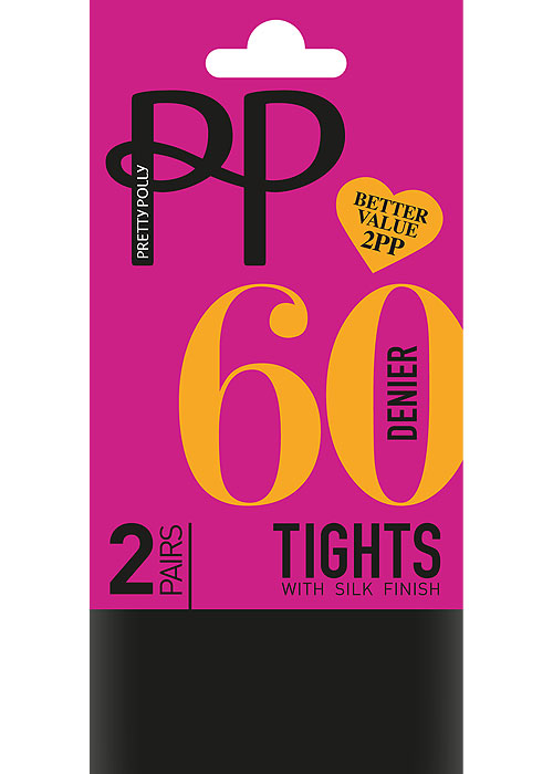 Pretty Polly 60 Denier Opaque Tights With Silk Finish 2PP