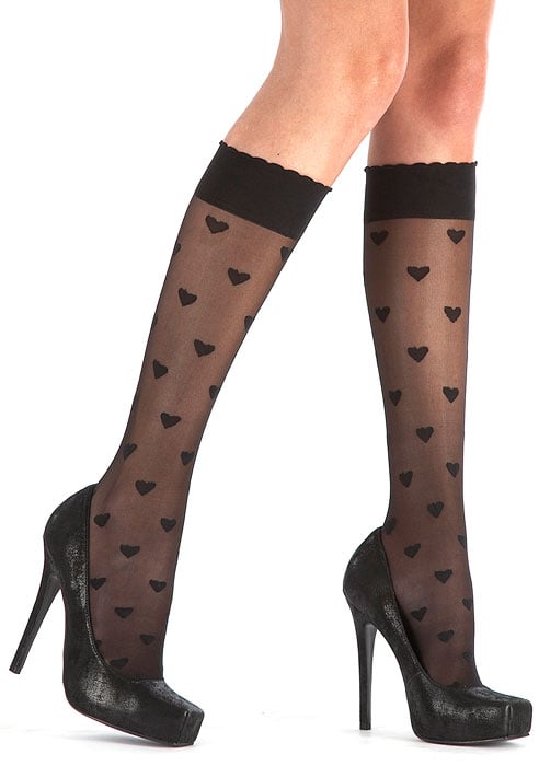 Pretty Polly Heart Bow Knee Highs 2 Pair Pack SideZoom 2