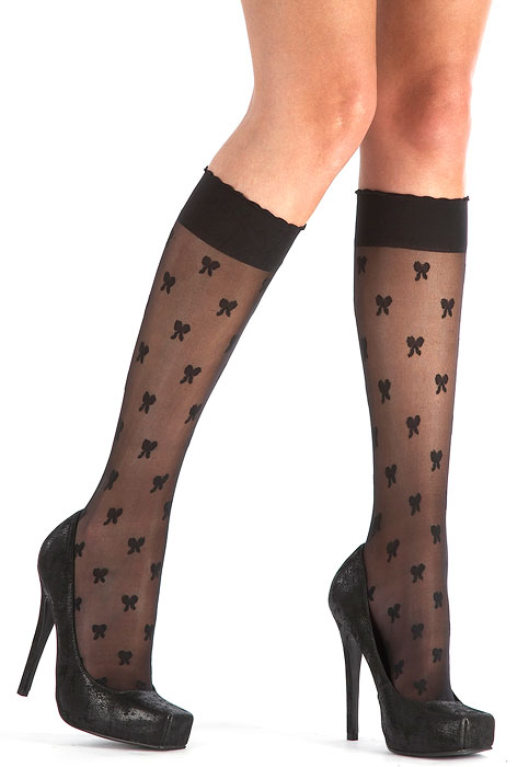 Pretty Polly Heart Bow Knee Highs (2 Pair Pack)  SideZoom 1