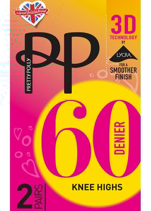 Pretty Polly 60 3D Opaque Knee High 2 Pair Pack image