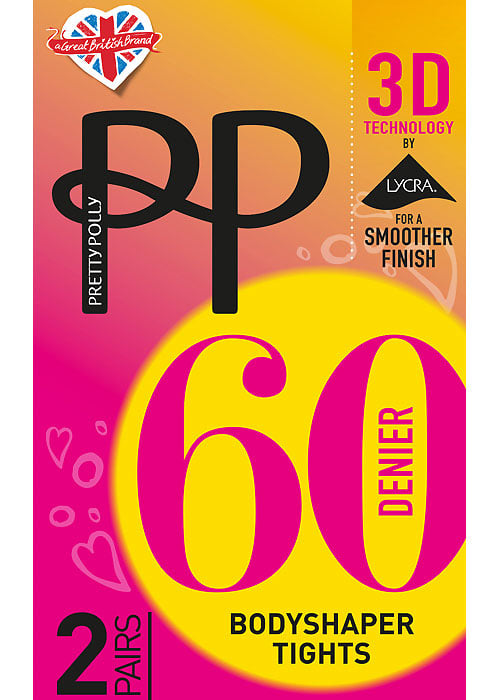 Pretty Polly 3D 60 Denier Bodyshaper Tights 2 Pair Pack image