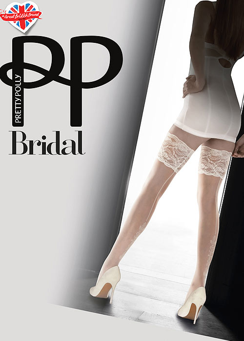 Pretty Polly Bridal Sheer Lace Top Hold Ups SideZoom 1