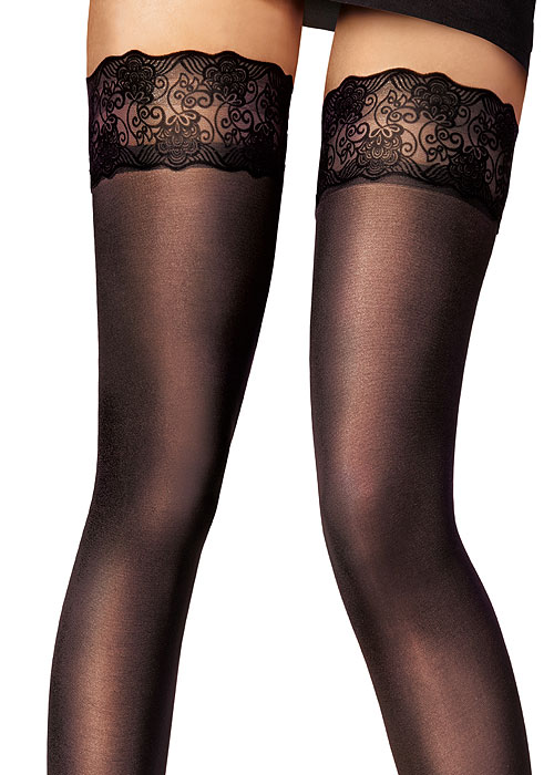 Pretty Polly Fashion Velvet Lace Hold Ups SideZoom 2