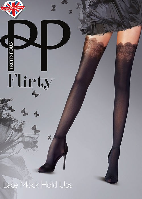 Pretty Polly Flirty Mock Lace Hold Ups Tights SideZoom 3