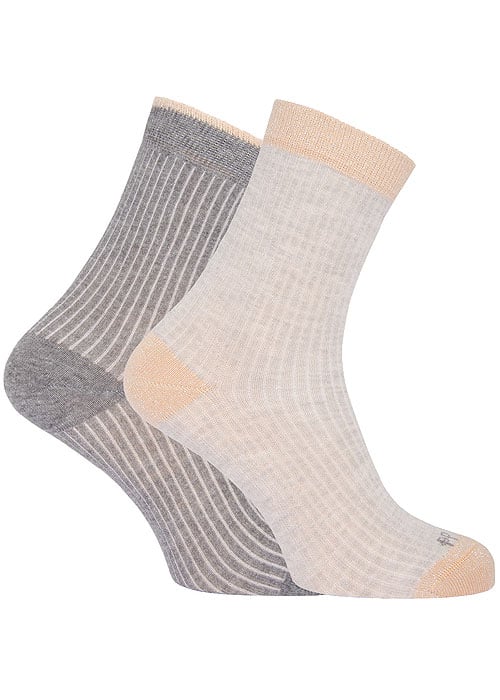 Pretty Polly Rib Effect Socks With Lurex 2PP image