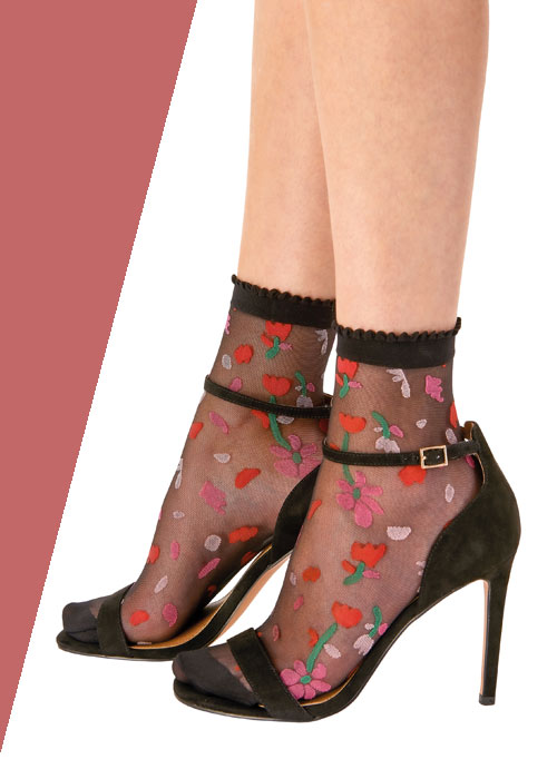 Pretty Polly Sheer Floral Anklet