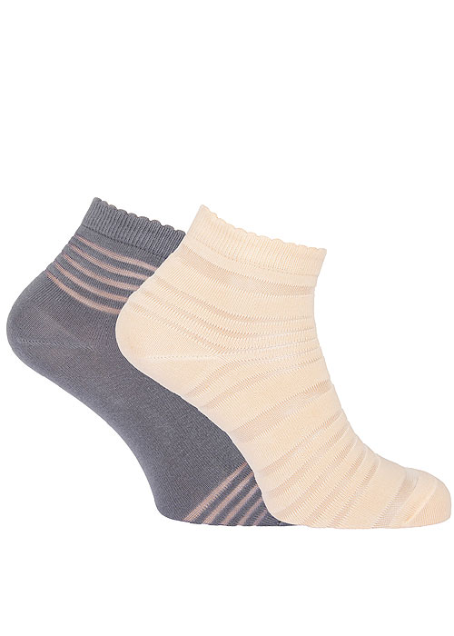 Pretty Polly Sheer Stripe Ankle Socks 2PP