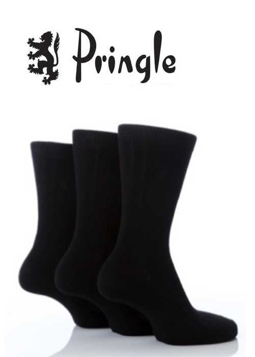 Pringle Mens Cotton Rich Black Socks 8 Pair Pack