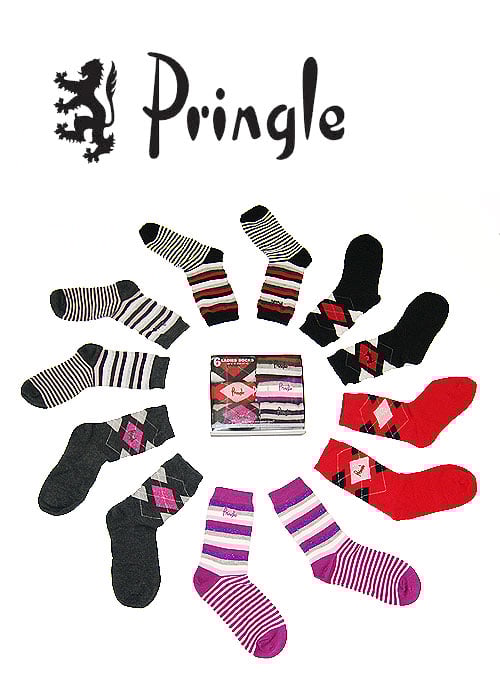Pringle Ladies Sparkle Mix Patterned Socks 6 Pair Pack image