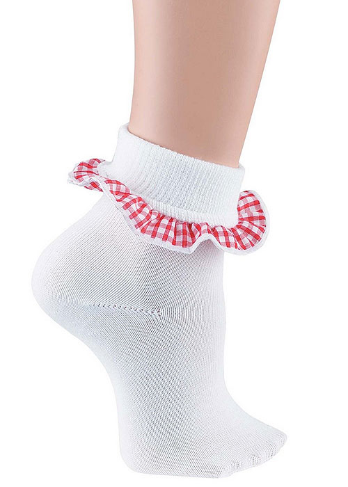 Pex Childrens Gingham Cotton Rich Ankle Socks 2 PP SideZoom 2