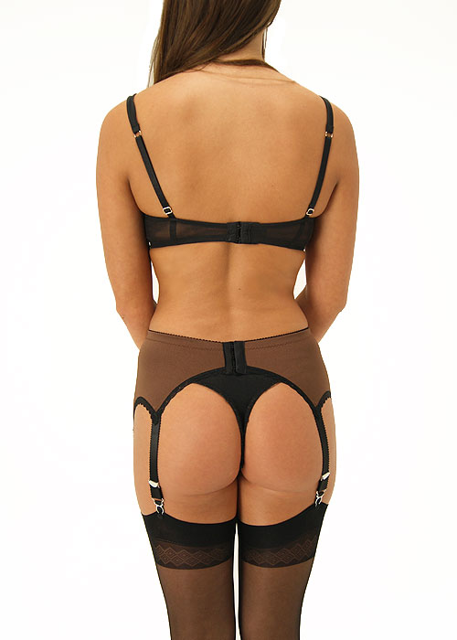 Sassy 6 Strap Mocca and Black Suspender Belt image